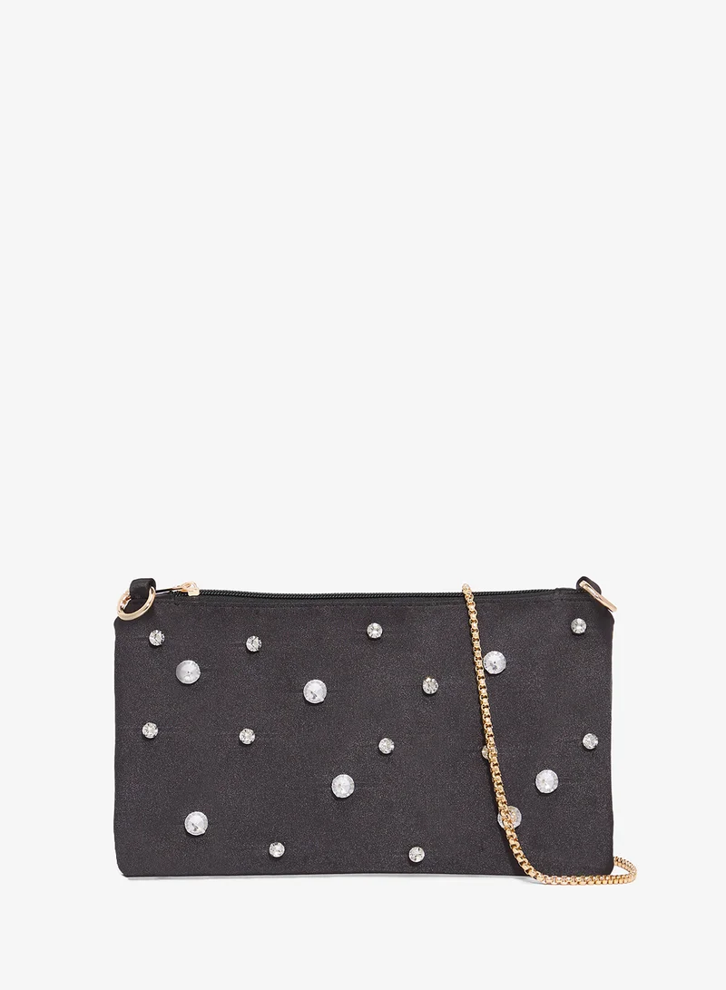 جينجر Diamonte Embellished Bag With Gold Chain